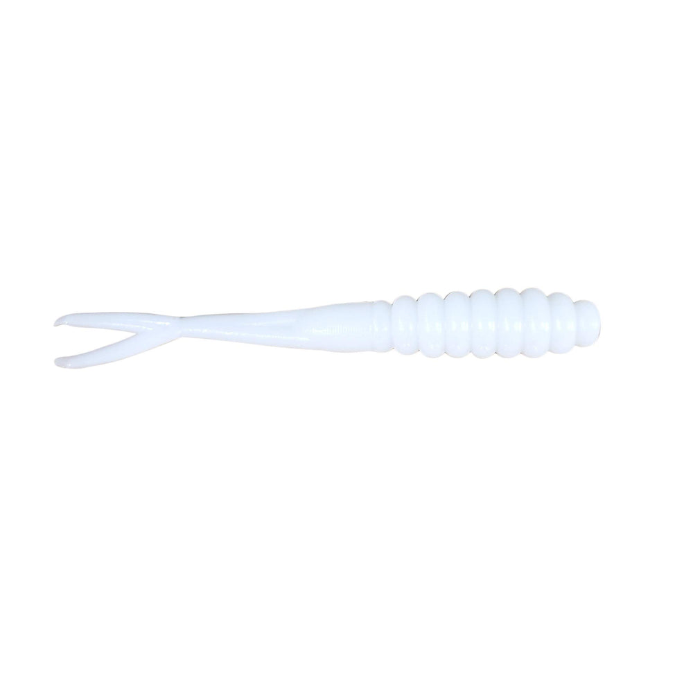 Double Catch Tiny Fluke Crappie Panfish Plastic white lure with scented action for crappie and panfish.