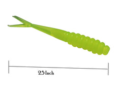 Double Catch Tiny Fluke Crappie Panfish Plastic chartreuse glow visible in cloudy water for panfish