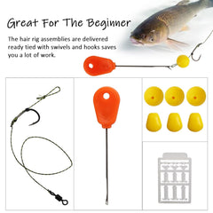 Pre-tied carp rigs with swivels and hooks