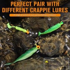 Crappie jig heads in 1/8oz, 1/16oz, and 1/32oz with glow options