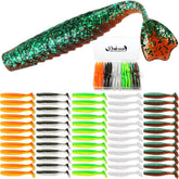 Dovesun Crappie Lures Kit soft plastic paddle tail swimbaits close-up, 60pcs