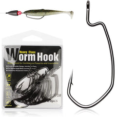 Dovesun EWG offset worm hook 1-0 in black nickel finish for strong bass hookups.