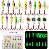 Dovesun ice fishing jigs kit display with 4-piece Crouching Tiger Spoon