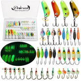 Dovesun 38-piece ice fishing jigs stored in a box
