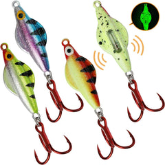Dovesun ice fishing jig spoon close-up with glow finish
