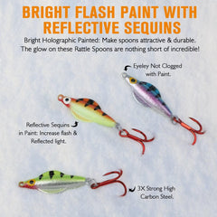 Holographic paint and reflective sequins on jig spoon