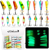 Dovesun glow-in-the-dark ice fishing jigs kit front view