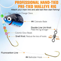 Dovesun Walleye Rig with smile blades and glow beads