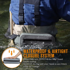 Airtight waterproof main pocket zipper detail