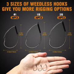 Close-up view of Dovesun weedless wacky rig hook size 2-0