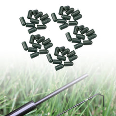 Dovewill knot protector beads close-up highlighting safe and tidy rig construction.