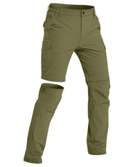 DOWMQ men's hiking pants front view in army green for all-day comfort on the trail