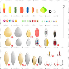 60 hooks and 70 clevises included in the kit