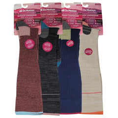 Dr. Motion compression knee-high socks – cushioned heel and toe for comfort.
