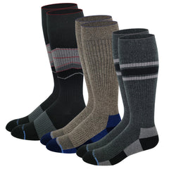 Dr Motion men's outdoor hiking compression socks 3-pair set with cushioned heel for comfort.