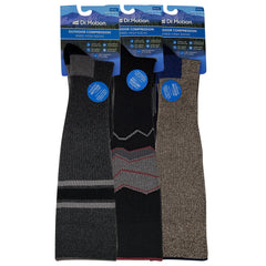 Dr Motion men's outdoor hiking compression socks knit cuff design enhances moisture-wicking comfort.