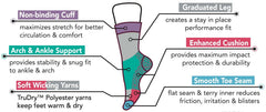 Dr. Motion women's hiking sock charcoal beige emphasizes terry cushion for impact protection