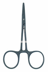 Dr. Slick 4-inch curved black clamp in action for precise hook removal.