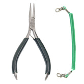 Dr. Slick Barb Plier 5-inch straight jaw with green PVC handles for barb crushing.
