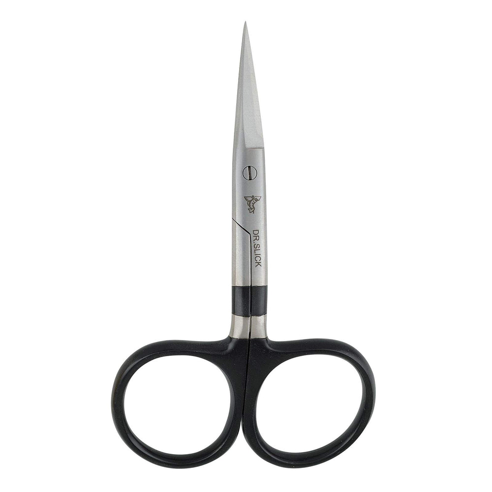 Dr. Slick tungsten carbide hair scissor blade close-up for precise, durable cutting of synthetics