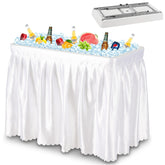 Dragosum Outdoor Cooler Table folding legs enable easy transport for parties.