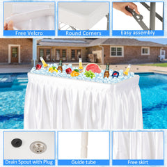 Dragosum Outdoor Cooler Table large top 22 by 40 inches for ample ice and drinks.