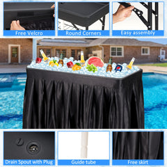 Dragosum cooler table has a spacious top for ice, drinks, and snacks.