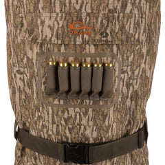 Side view showing adjustable suspender system on Hardline breathable waders
