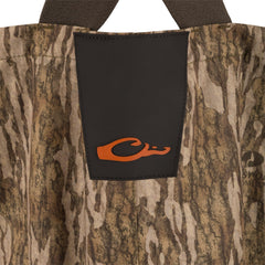 Front waterproof cargo pouch and vertical shell loops on Drake Hardline waders