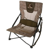 Drake Ol' Tom low profile chair front view showing compact stability for turkey hunts.