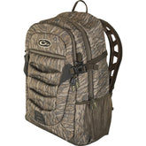 Drake Waterfowl Daypack Mossy Oak Bottomland front view highlights compact storage for hunts.