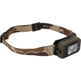 Drake Waterfowl EVO500 headlamp worn on head for hands-free route finding in low light.