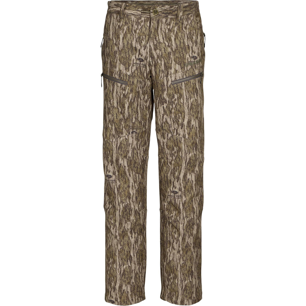 Drake Waterfowl LST CommandXT softshell pants front view in Bottomland with stretch waistband.