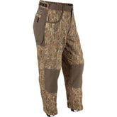 Drake Waterfowl MST Jean Cut Wader Pant Bottomland front view showing all-condition protection.