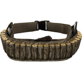 Drake Waterfowl neoprene shell belt in Mossy Oak Bottomland, side view for quick shell access