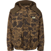 Drake Waterfowl Throwback 80 Sport jacket outdoor-setup showing weatherproof protection.