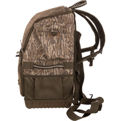 Drake Waterfowl Tree-Hugger Timber Pack roll-top closure in action for easy glove use.