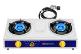 Dr.Camp 2 Burner Stove setup for camping cooking outdoors.