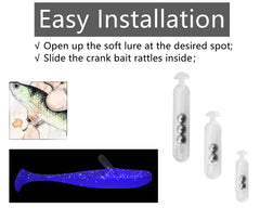 Close-up of 15mm rattles for tail worms and craws