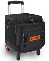Dreamza soft cooler with wheels shows a secure locking mechanism for stable travel