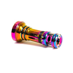 DRESS Origin Reel Stand on Daiwa Ver. 3 Rainbow protects reel from ground contact.