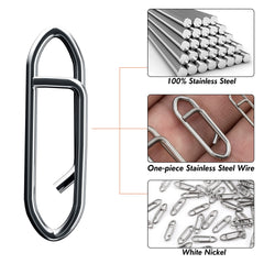 Close-up of clips designed for quick lure changes