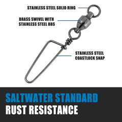 Dr.Fish ball-bearing rotation emphasizes six stainless steel bearings for minimal twist.