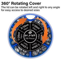 Dr.Fish oval split shot sinkers 1/28oz (15 pcs)