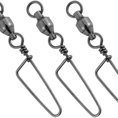 Dr.Fish snap swivel close-up shows ball-bearing design for smooth rotation and reduced line twist.