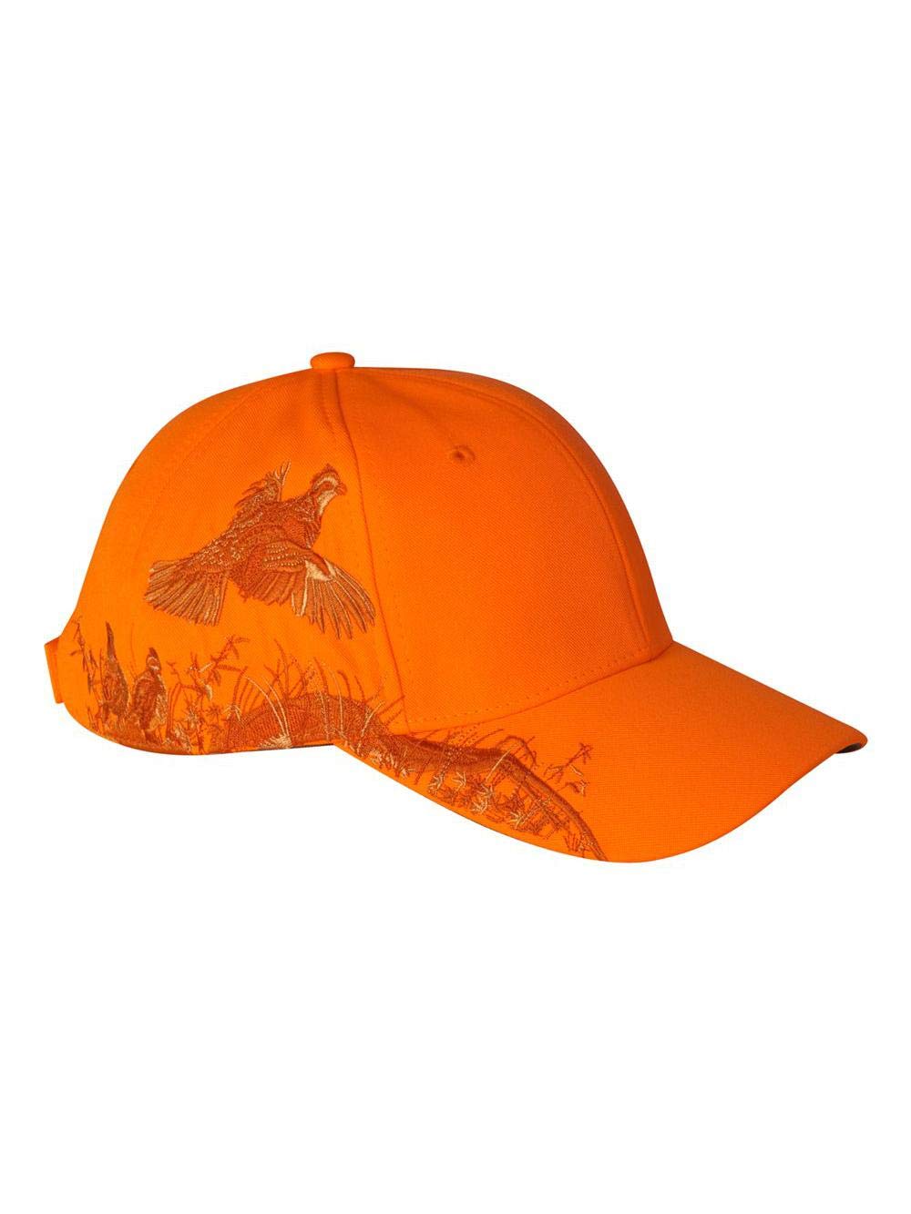 DRI Duck Blaze Quail Cap front view in blaze orange for high visibility.