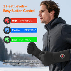 DR.PREPARE heated gloves control panel highlighting three heat levels