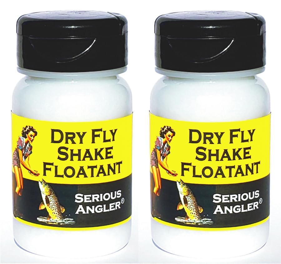 Dry Fly Shake Floatant Twin Pack bottle with powder coating for dry flies