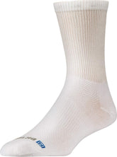 Drymax Cycle 1/4 Crew Socks close-up on white fabric with flat toe seam