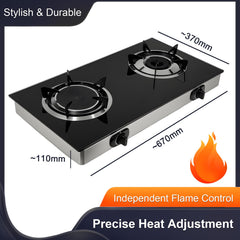 Dual Burner Propane Stove in use for camping shows infrared and blue flame versatility